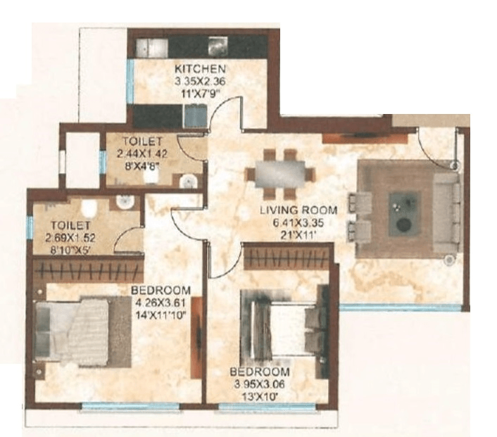 Unit plan - 810 sq.ft.