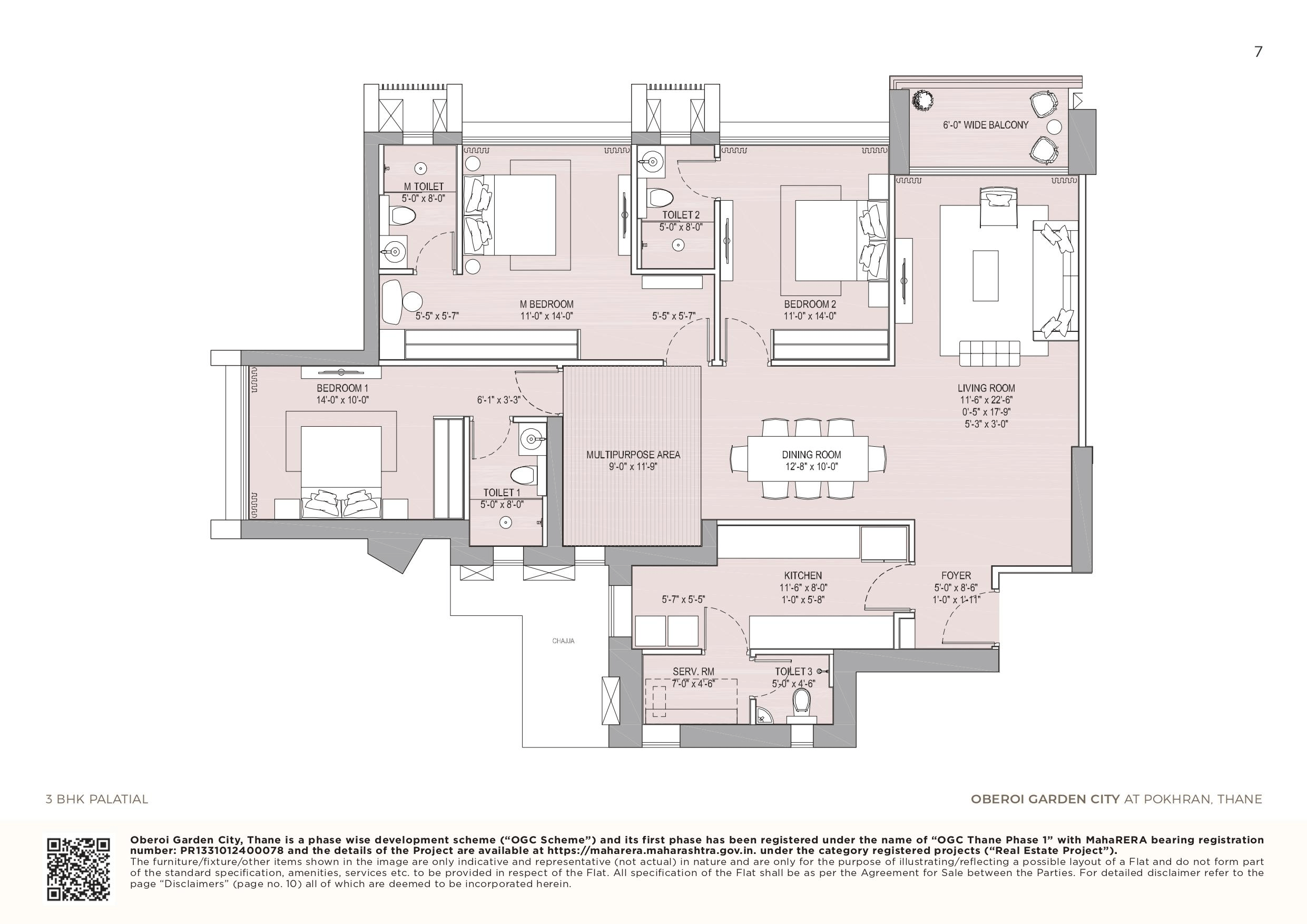 Oberoi Garden City Unit plan - 1486 sq.ft.
