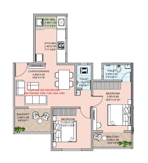Unit plan - 709 sq.ft.