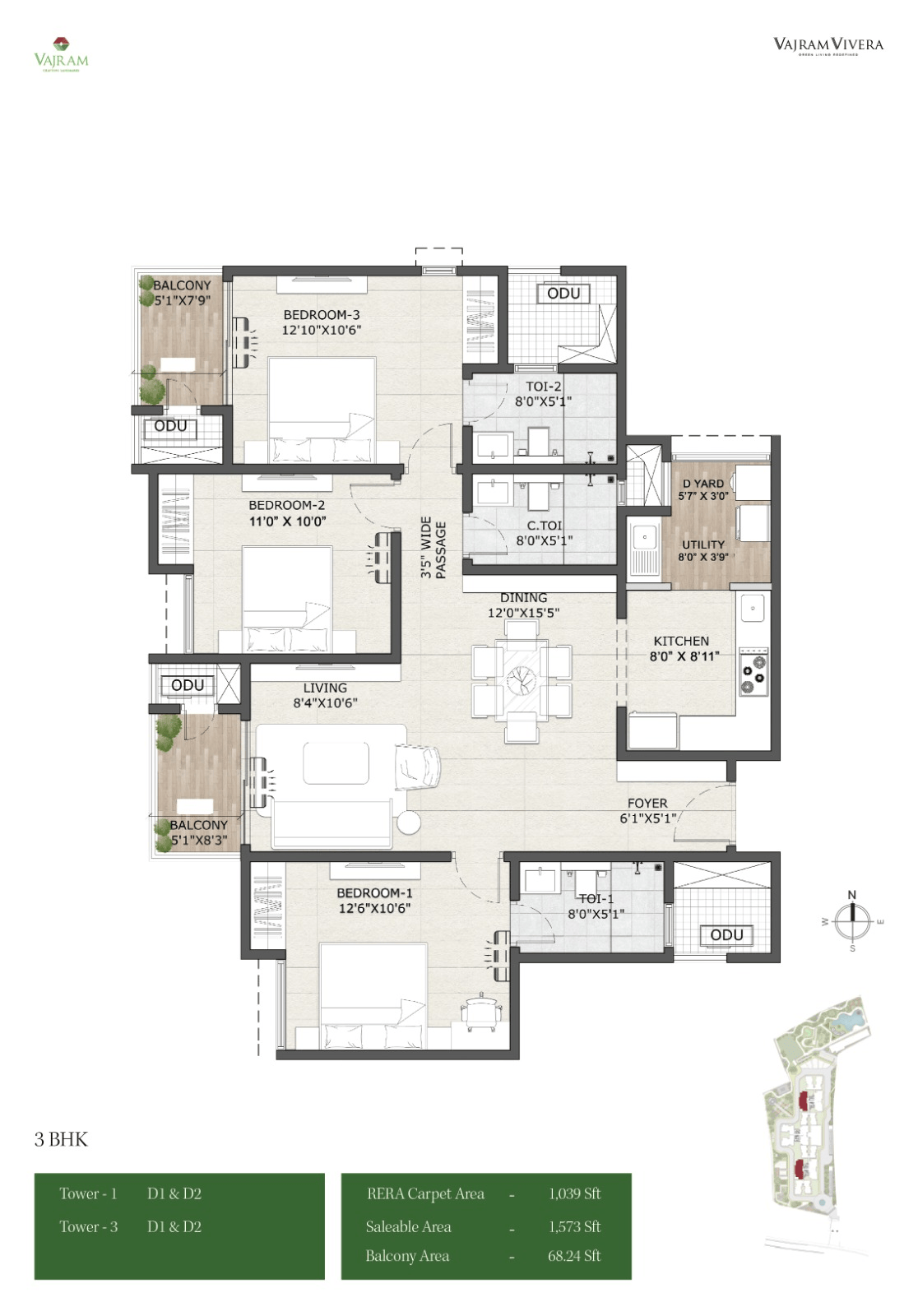 Unit plan - 1069 sq.ft.