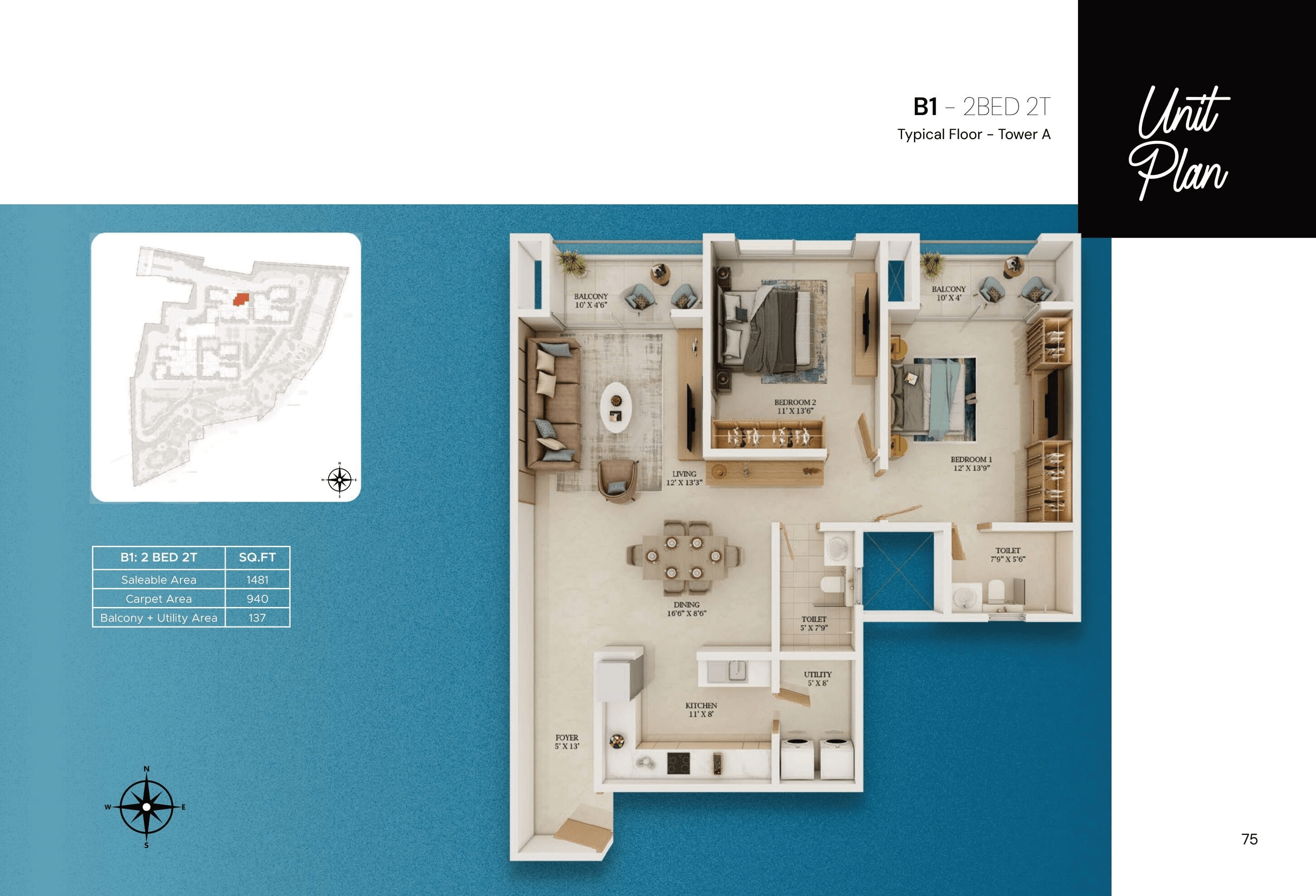 Prestige Somerville Unit plan - 940 sq.ft.