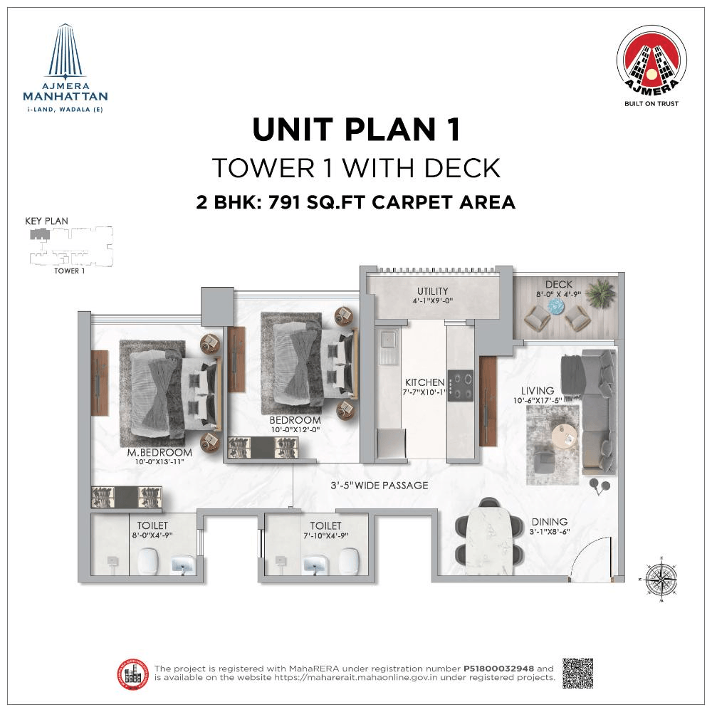 Ajmera Manhattan Unit plan - 791 sq.ft.