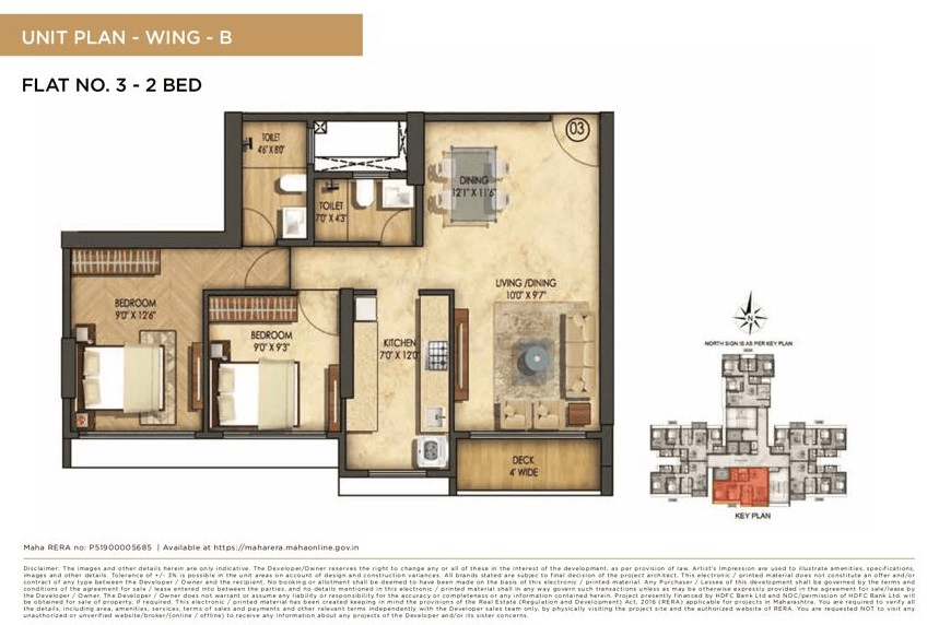 Runwal Timeless Unit plan - 691 sq.ft.