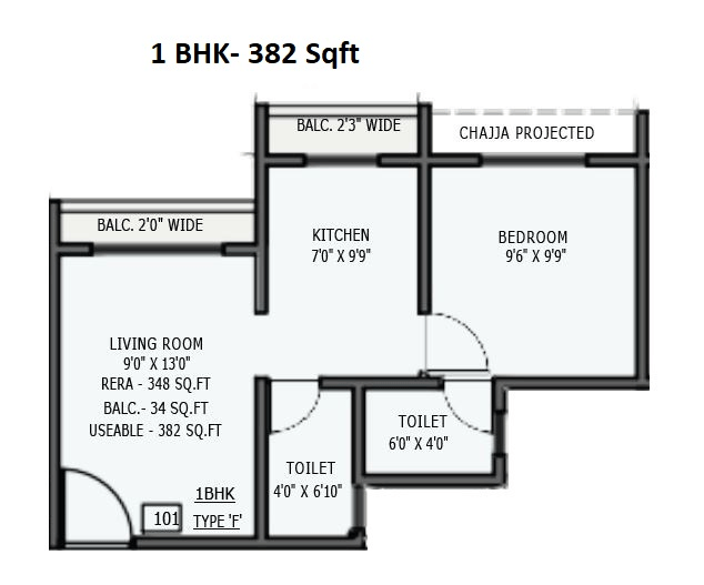 Unit plan - 382 sq.ft.