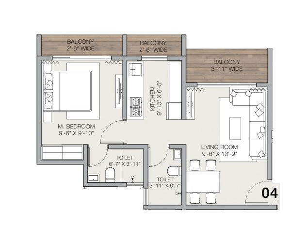 Techton Akhand Unit plan - 460 sq.ft.