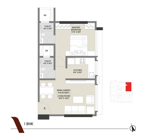 Unit plan - 410 sq.ft.