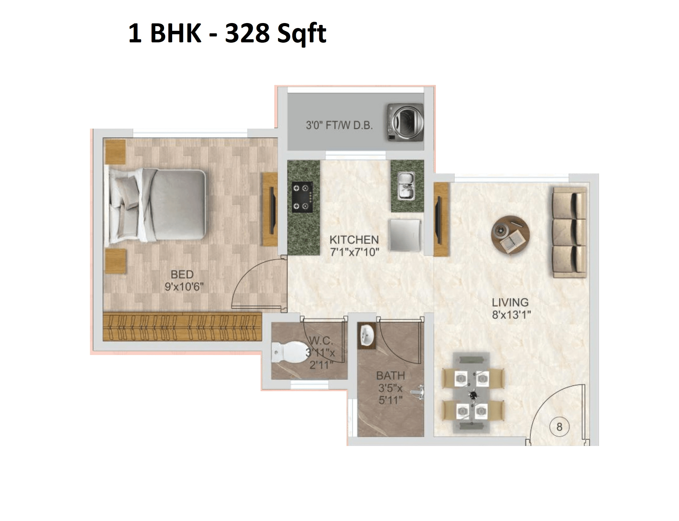 Unit plan - 328 sq.ft.