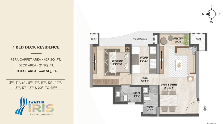 Swastik Iris Unit plan - 448 sq.ft.