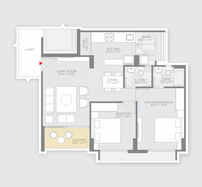 Unit plan - 709 sq.ft.