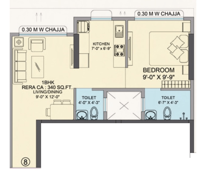 Unit plan - 340 sq.ft.
