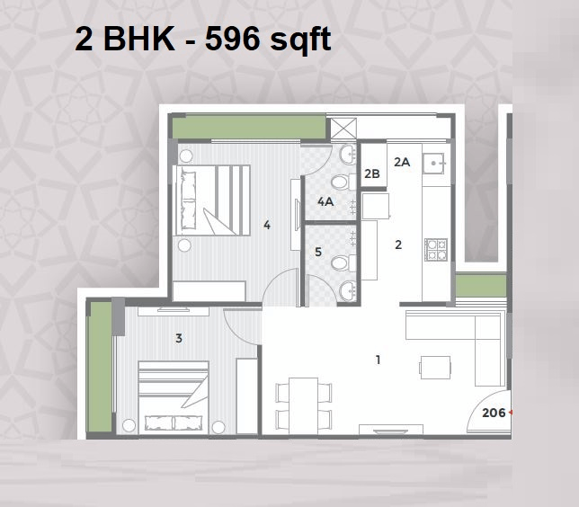 Unit plan - 596 sq.ft.