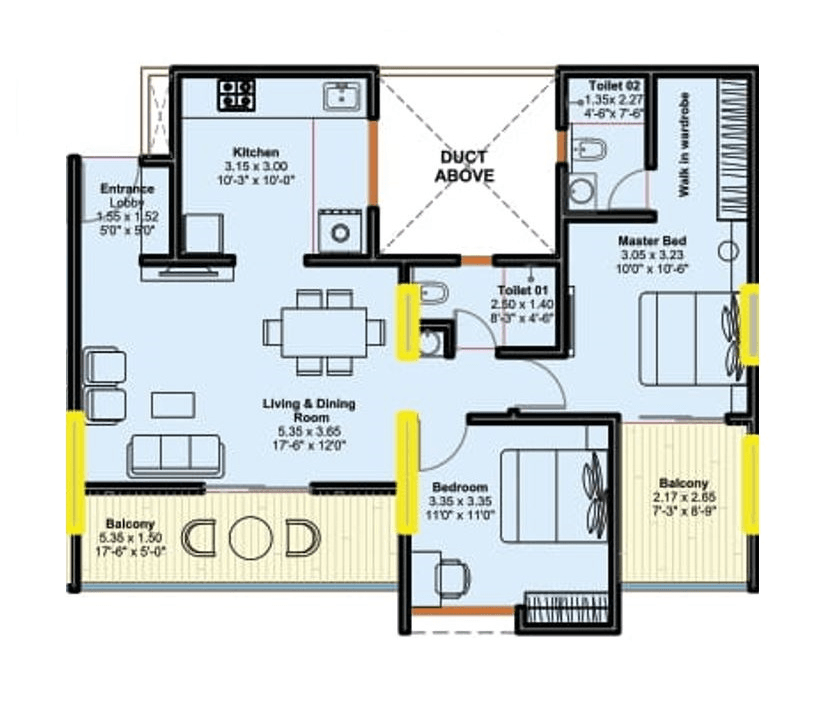 Unit plan - 888 sq.ft.