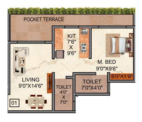 Unit plan - 433 sq.ft.