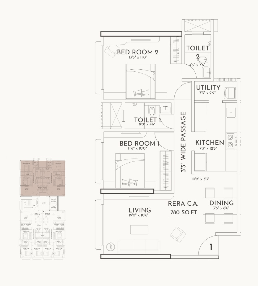 Unit plan - 778 sq.ft.