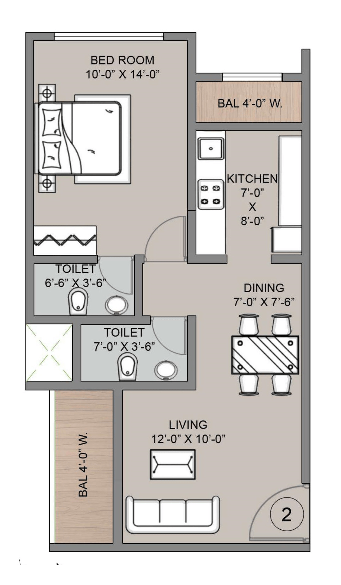 Unit plan - 524 sq.ft.