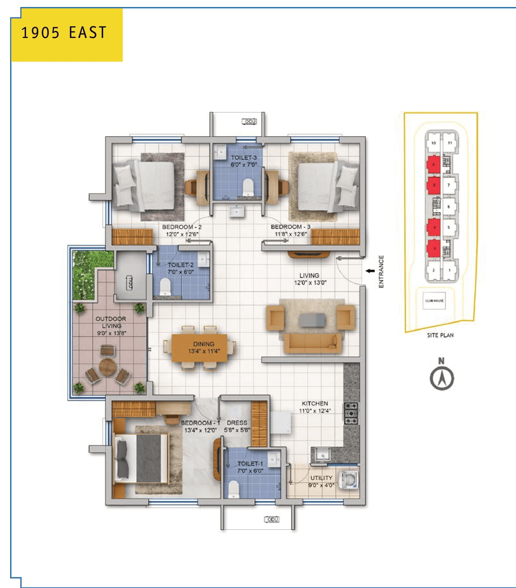 Unit plan - 1238 sq.ft.
