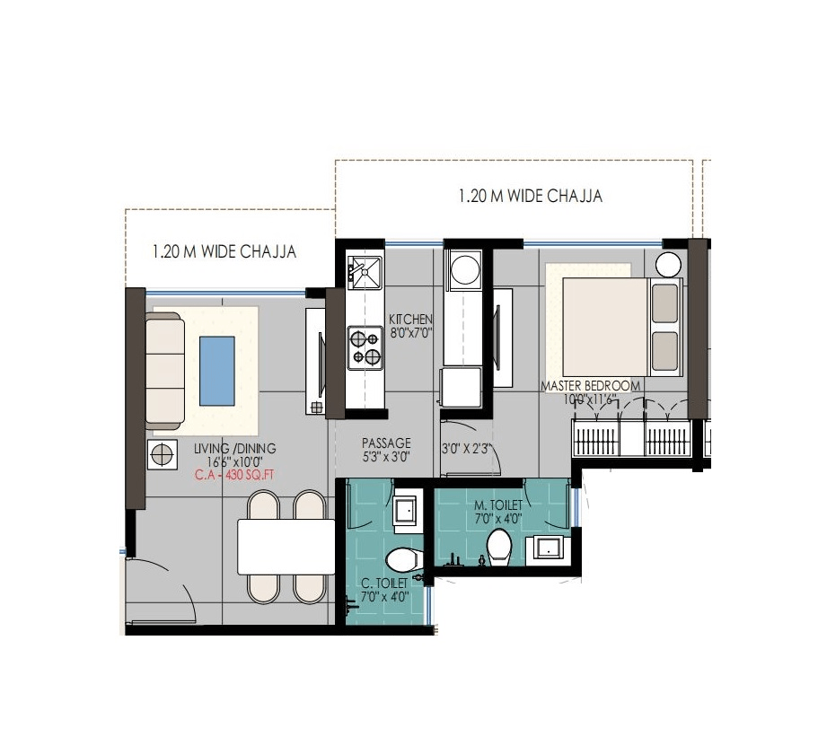 Unit plan - 430 sq.ft.