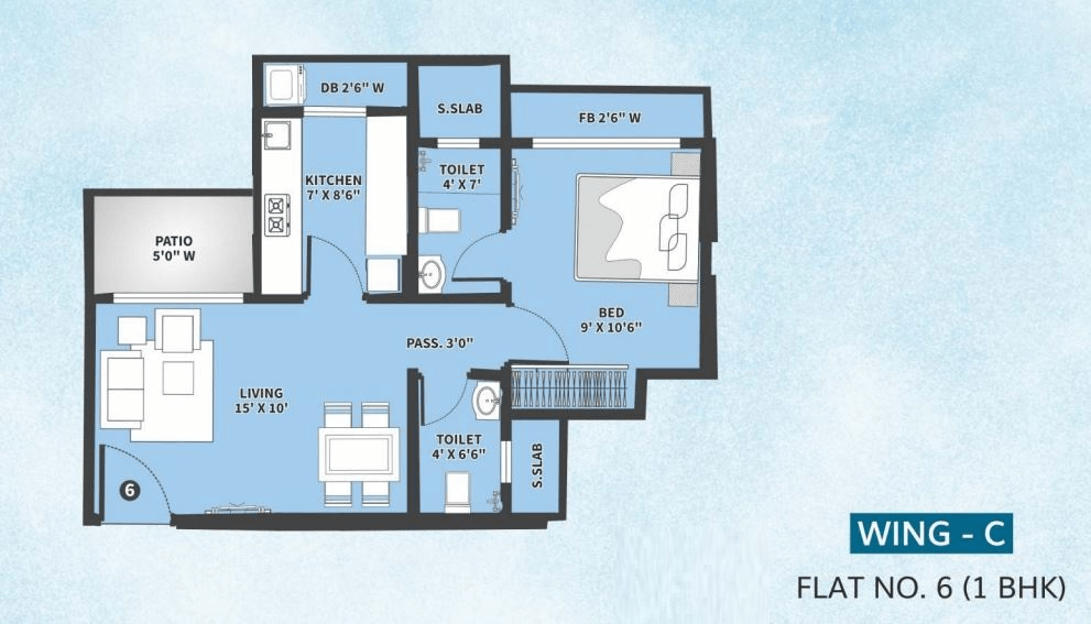 Rajhans Blossom Unit plan - 500 sq.ft.