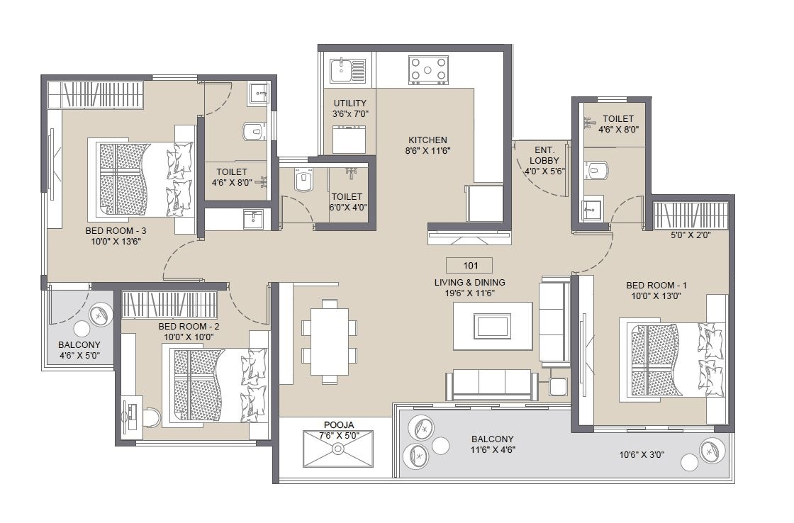 Belmont Skydale Unit plan - 1070 sq.ft.