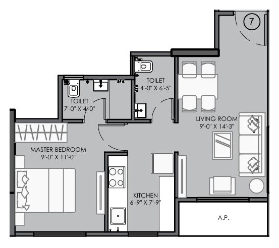 Unit plan - 423 sq.ft.