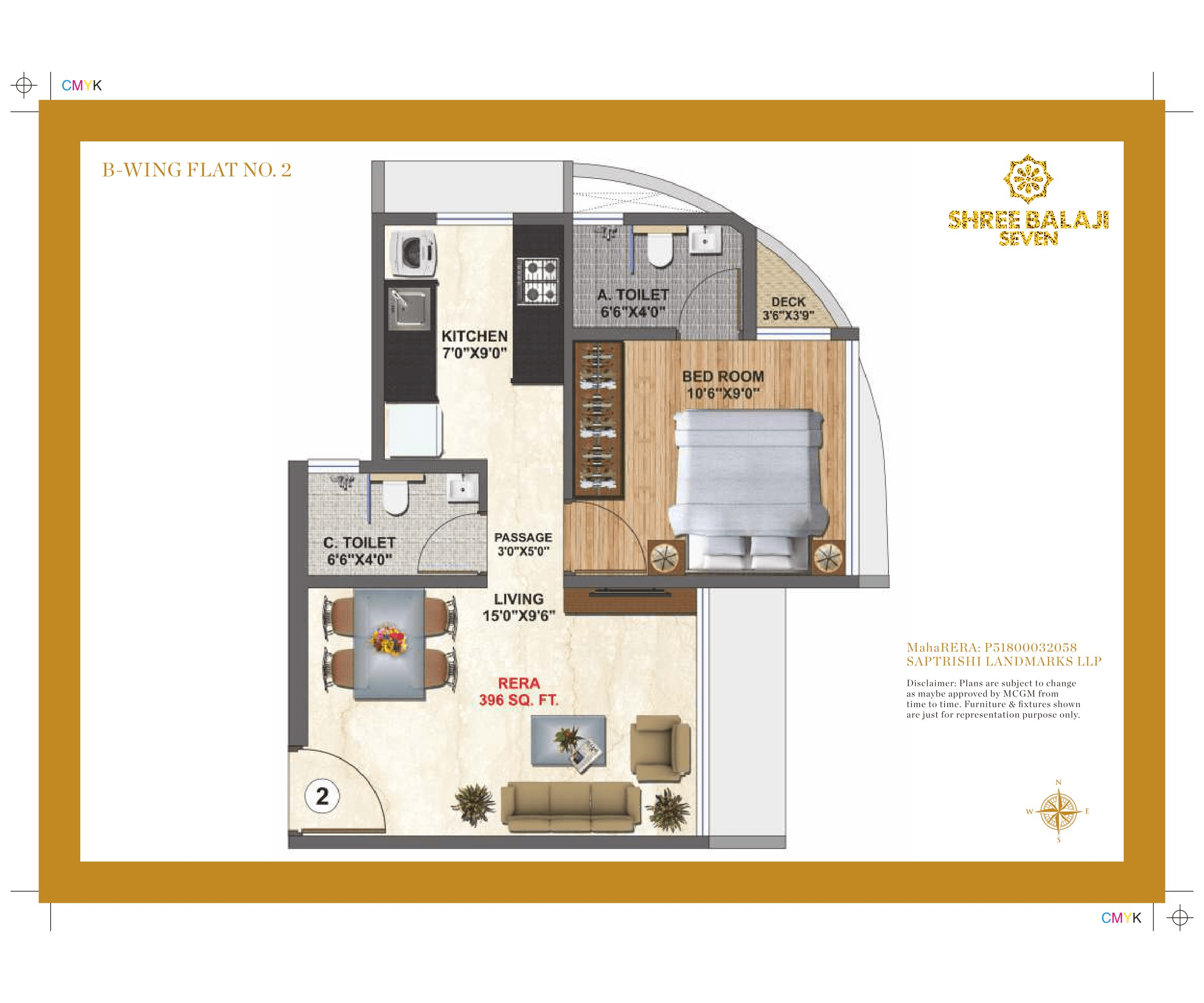 Shree Balaji Seven Unit plan - 396 sq.ft.