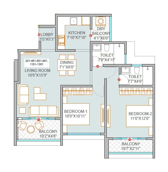 Unit plan - 800 sq.ft.