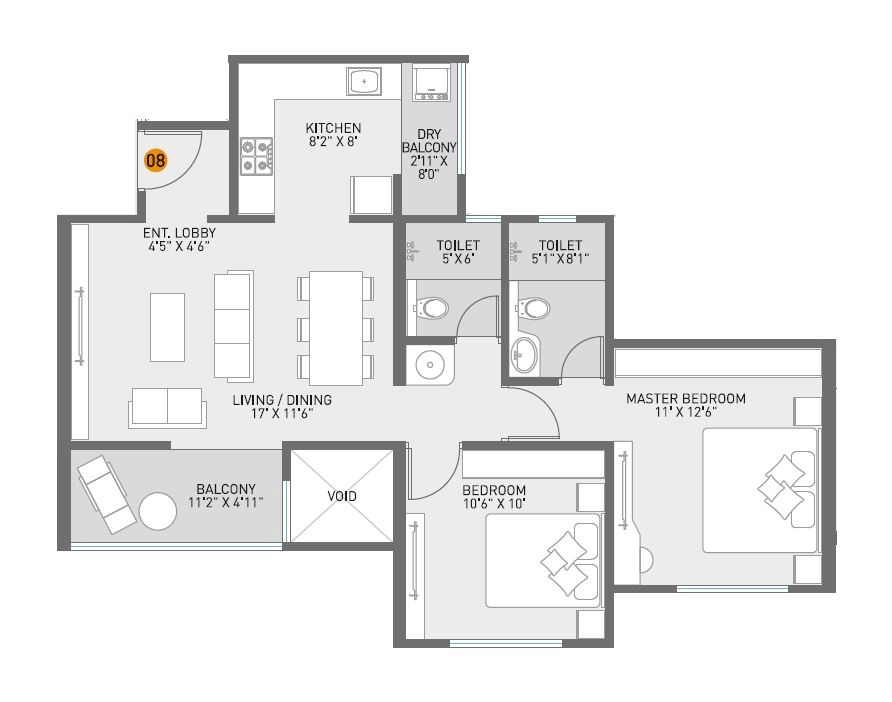 Unit plan - 757 sq.ft.