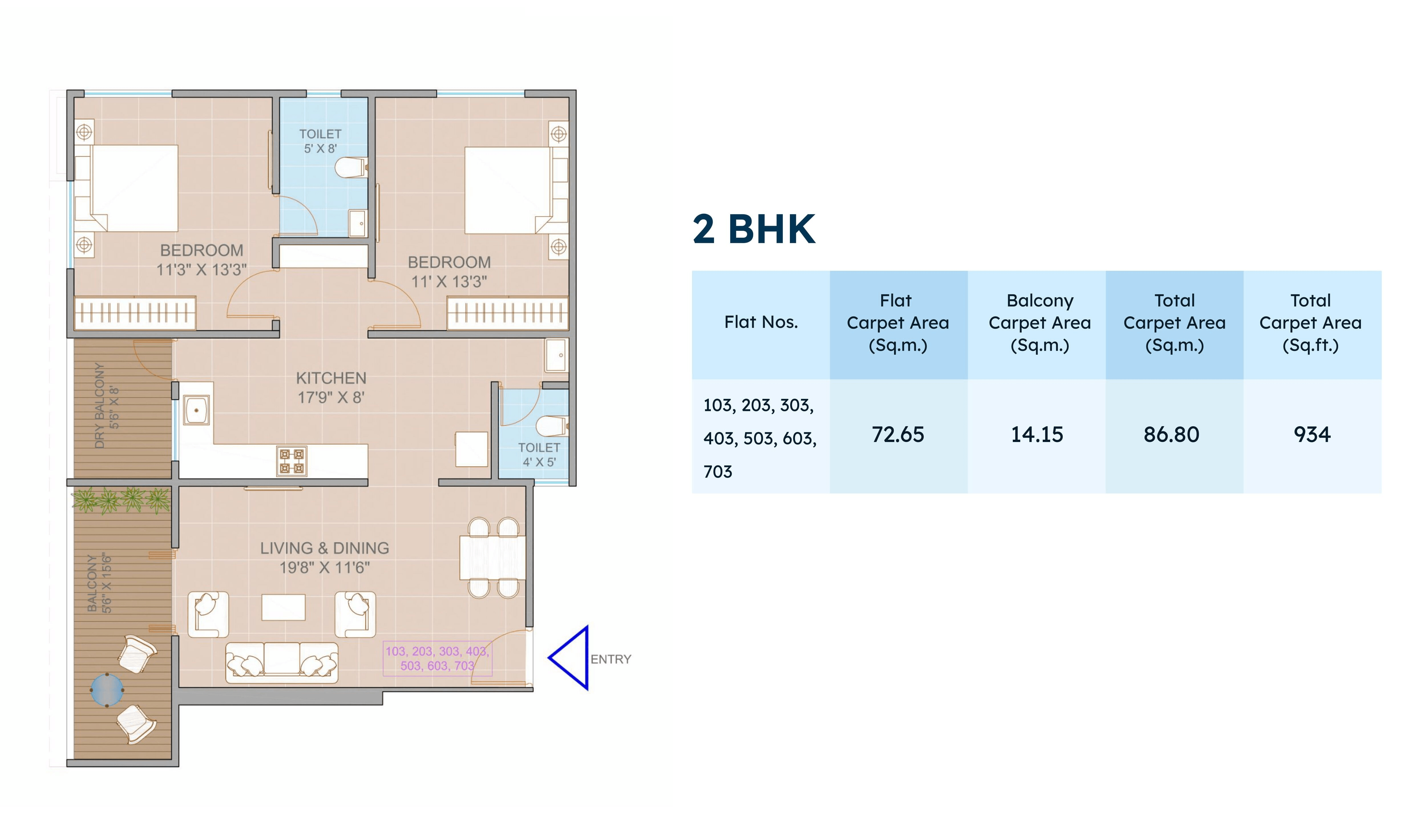 Unit plan - 934 sq.ft.