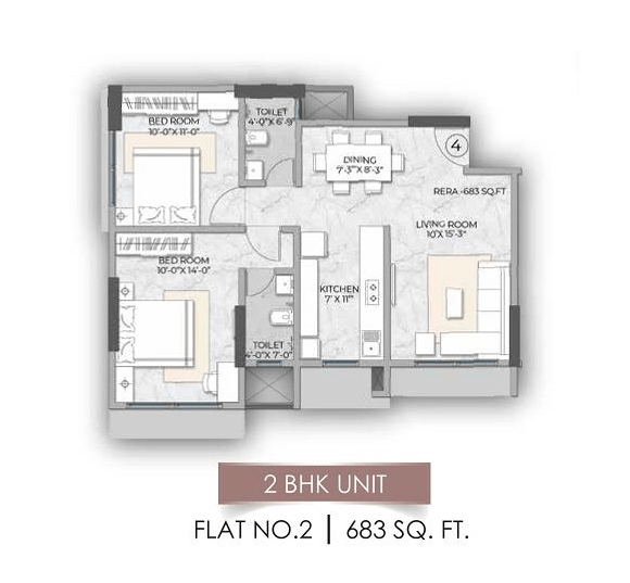 Unit plan - 683 sq.ft.