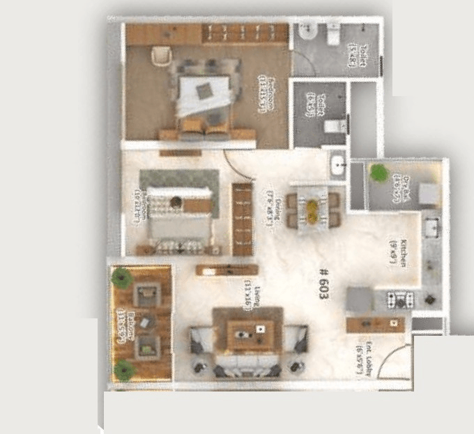 Majestique New Friends Society Unit plan - 879 sq.ft.