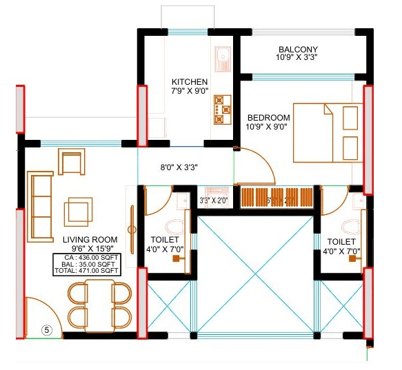 Unit plan - 471 sq.ft.