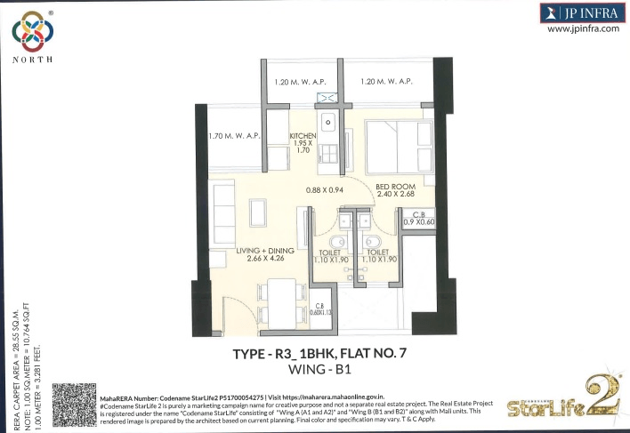JP StarLife Unit plan - 388 sq.ft.
