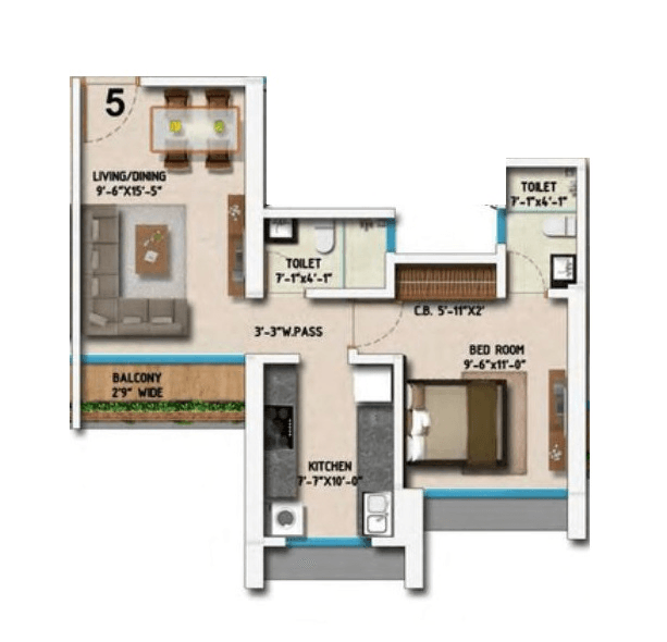 Unit plan - 487 sq.ft.