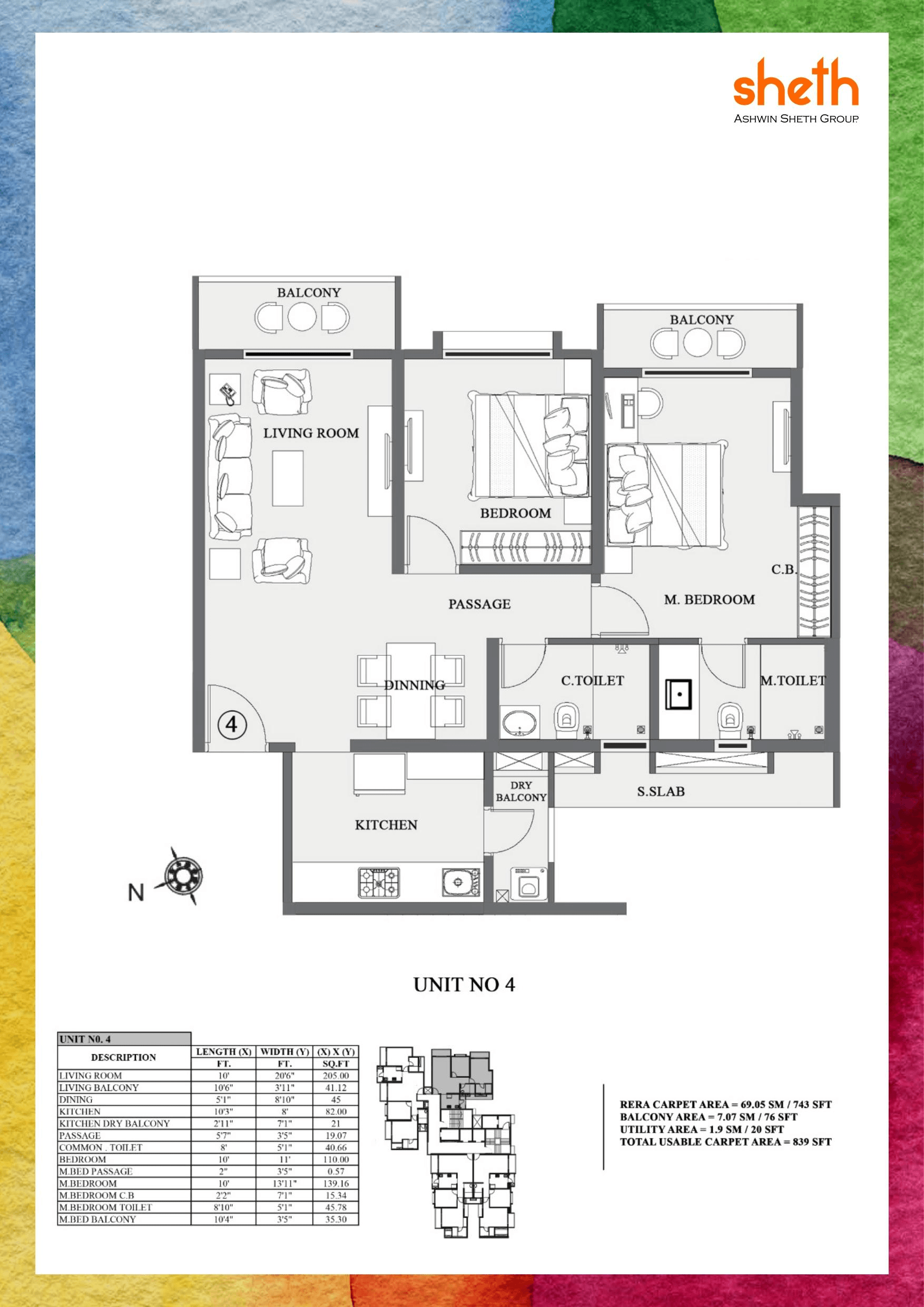 Sheth Vasant Lawns Unit plan - 840 sq.ft.