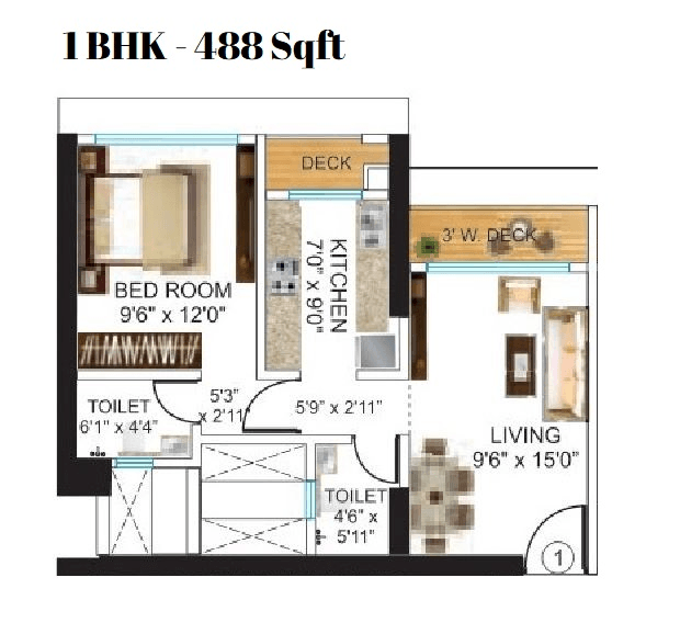 Neelam Stellar Unit plan - 488 sq.ft.