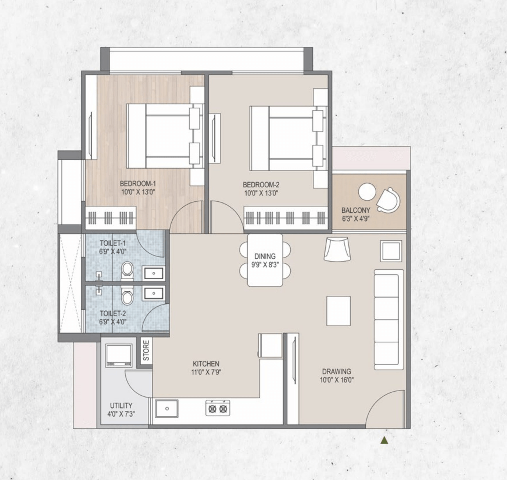 Unit plan - 742 sq.ft.