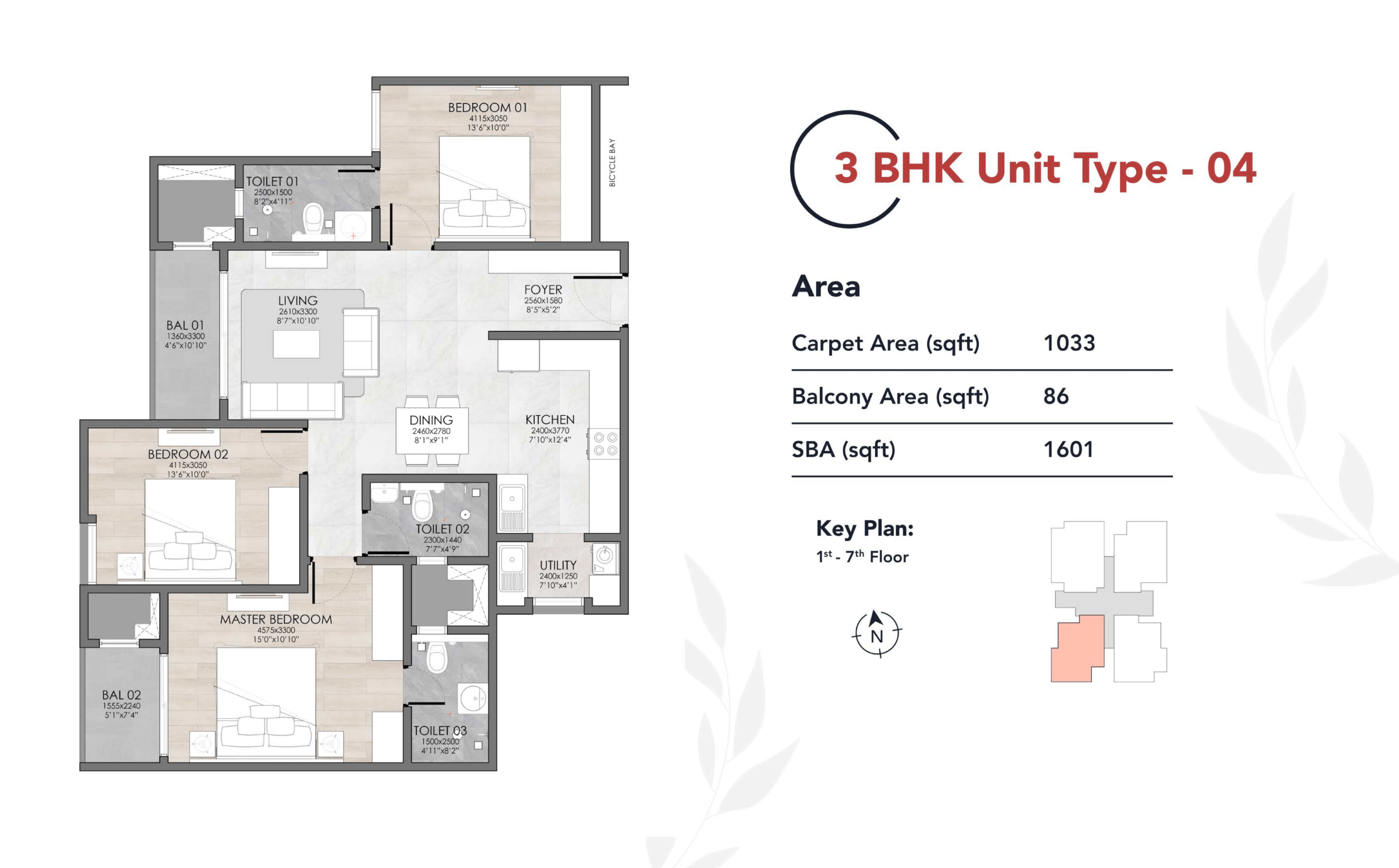 Unit plan - 1033 sq.ft.