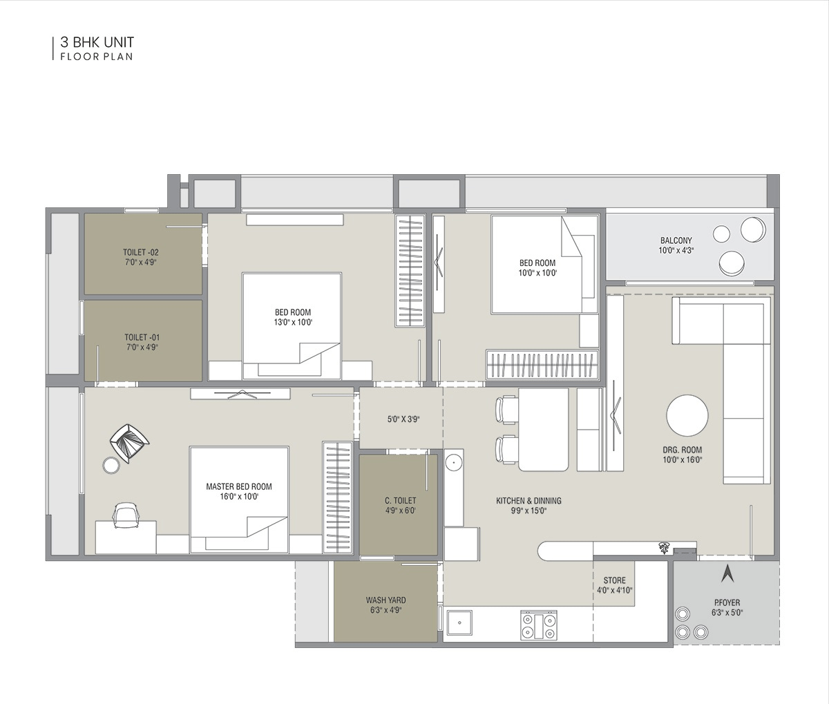 Unit plan - 968 sq.ft.