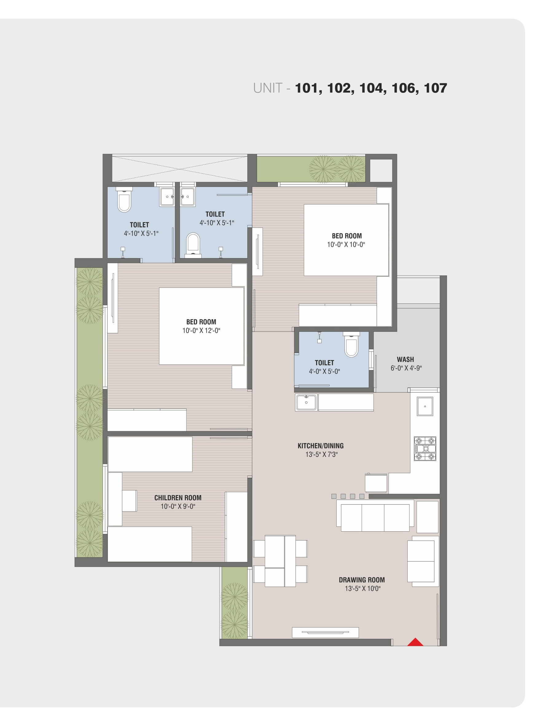 Unit plan - 630 sq.ft.