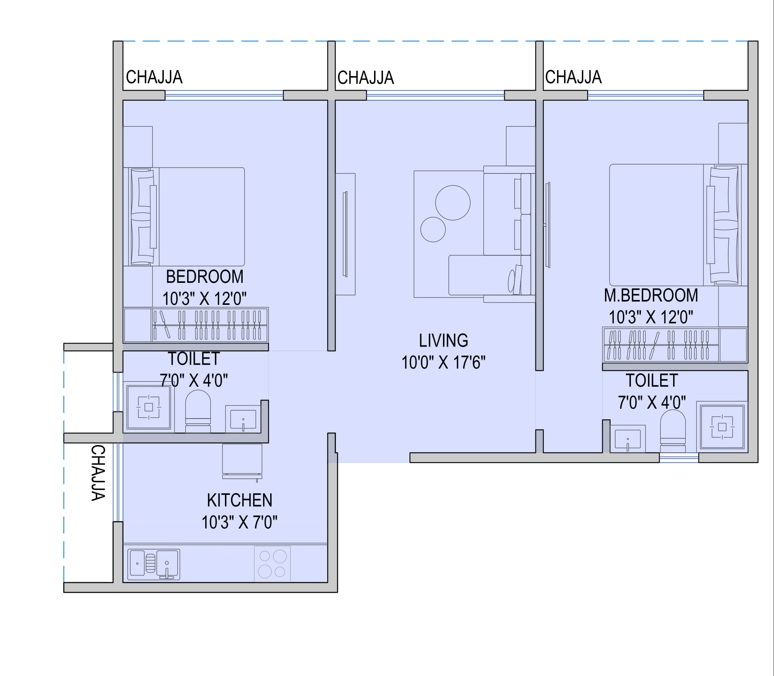 Unit plan - 678 sq.ft.