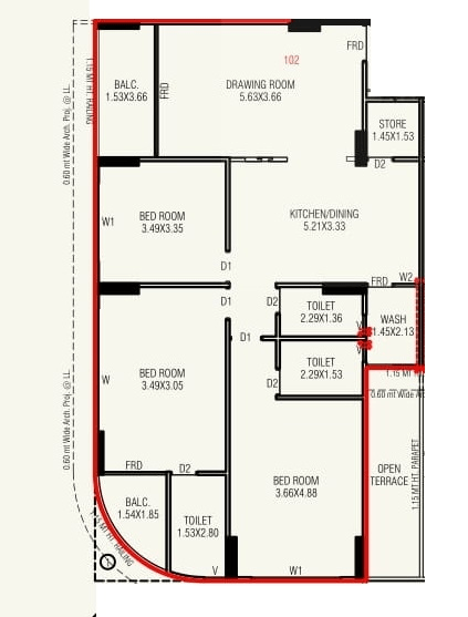 Unit plan - 1165 sq.ft.