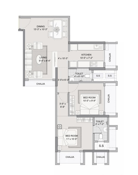 Unit plan - 640 sq.ft.