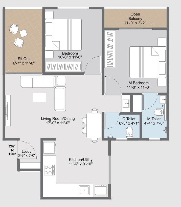 Acquest Coral Nest Unit plan - 758 sq.ft.