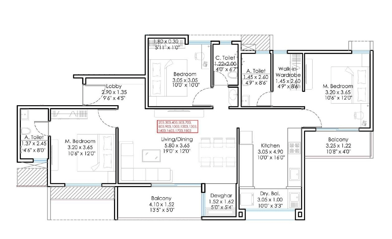 Sukhwani Minerva Unit plan - 1134 sq.ft.