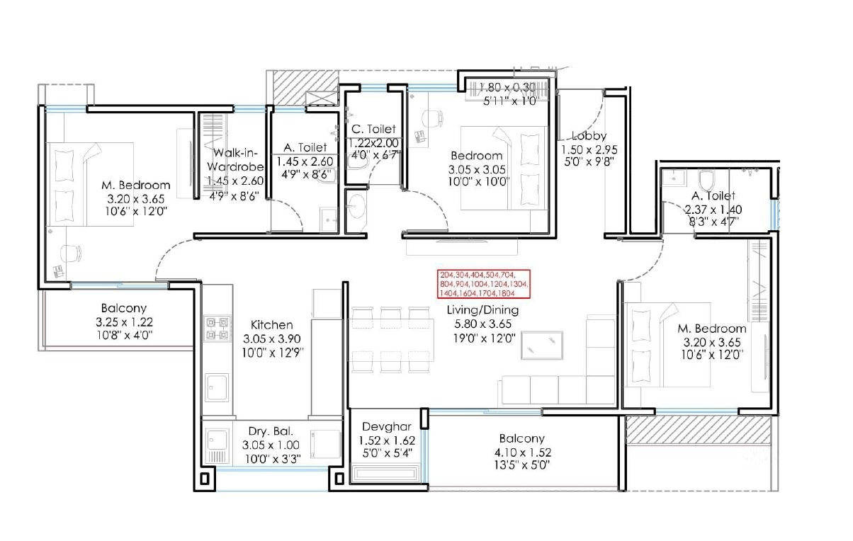 Sukhwani Minerva Unit plan - 1140 sq.ft.