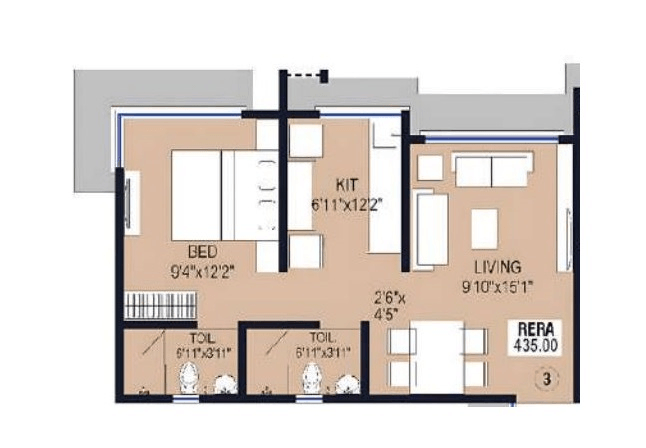 Unit plan - 435 sq.ft.