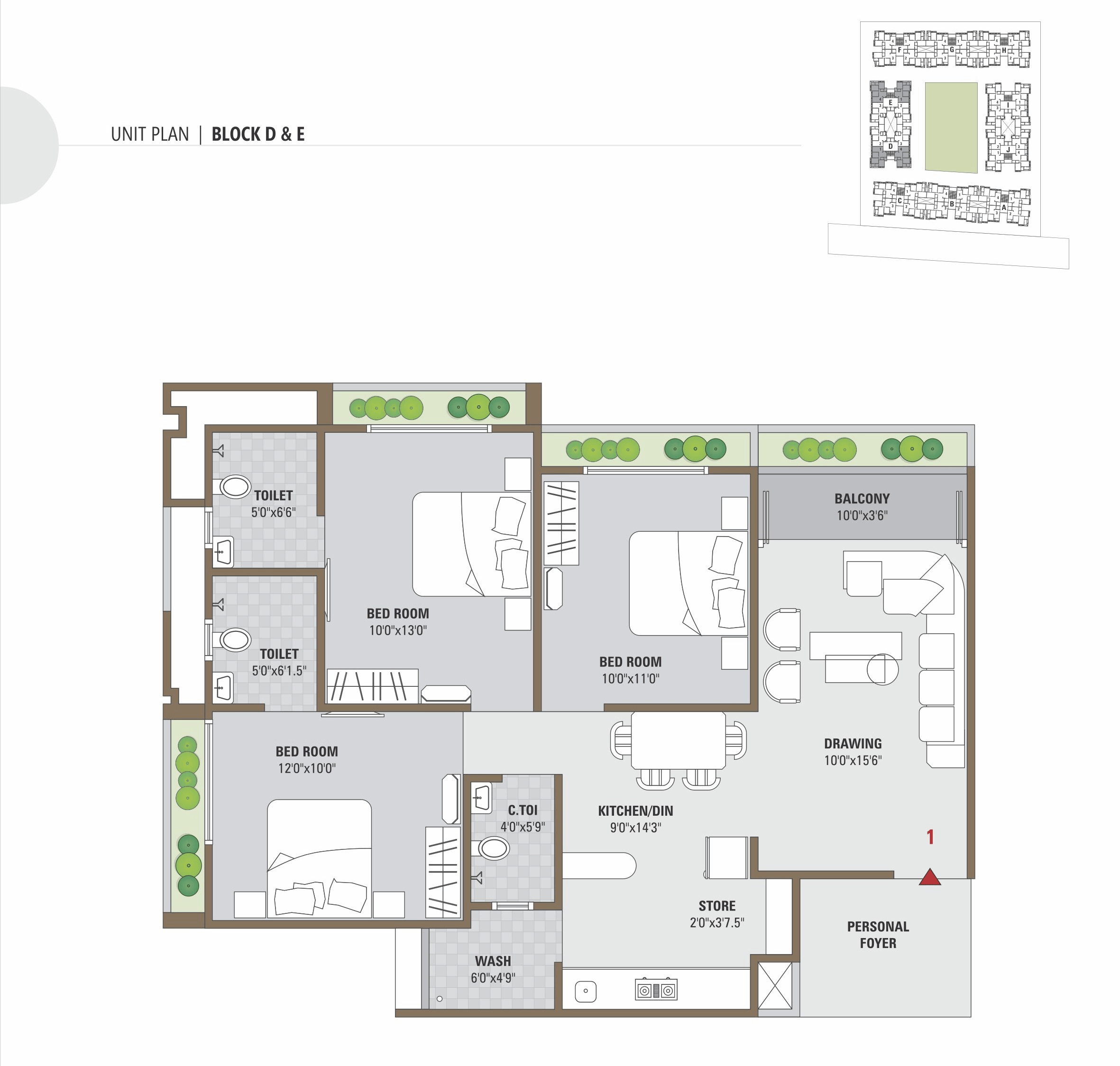 Unit plan - 851 sq.ft.