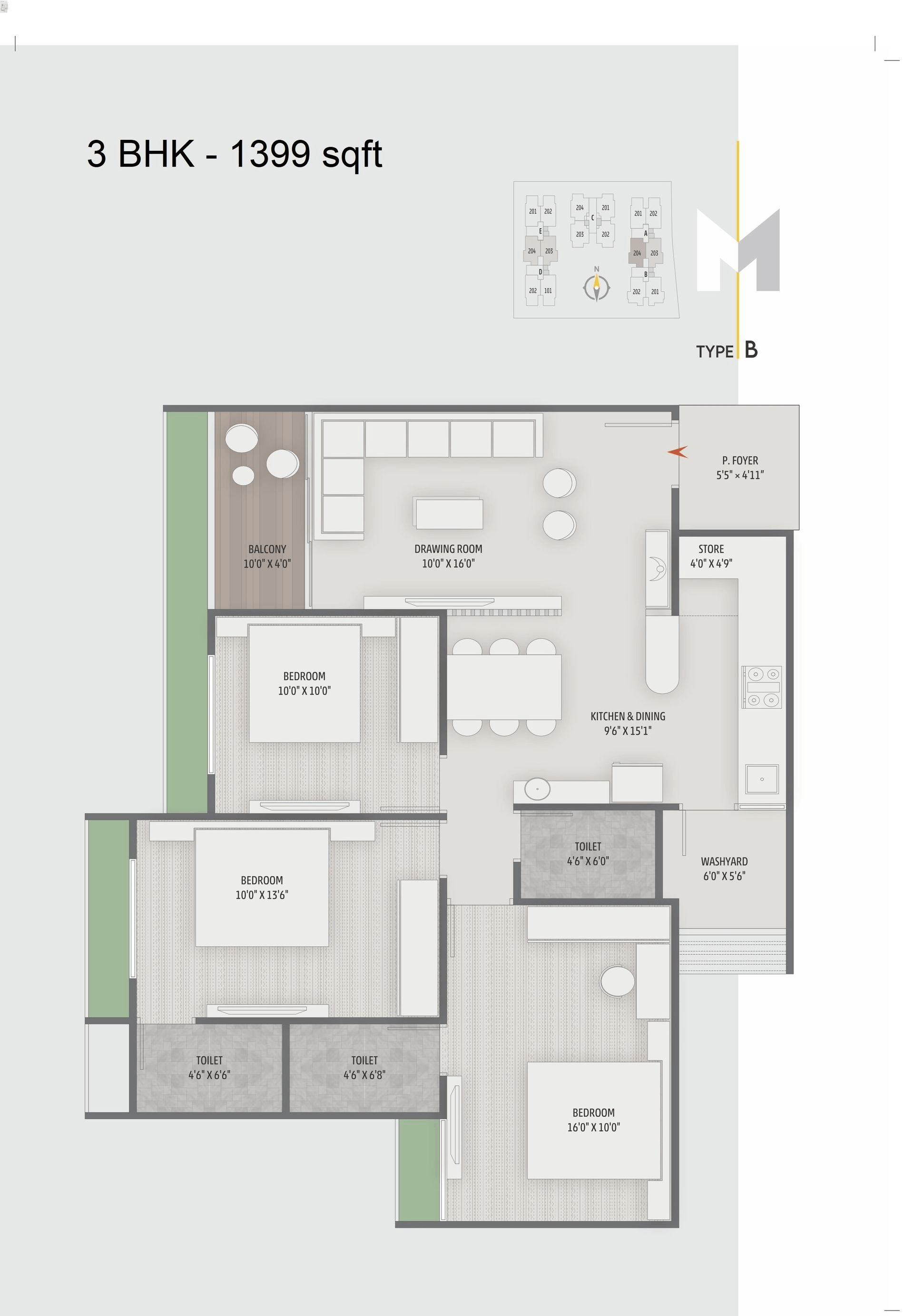 Mount Milano Unit plan - 965 sq.ft.