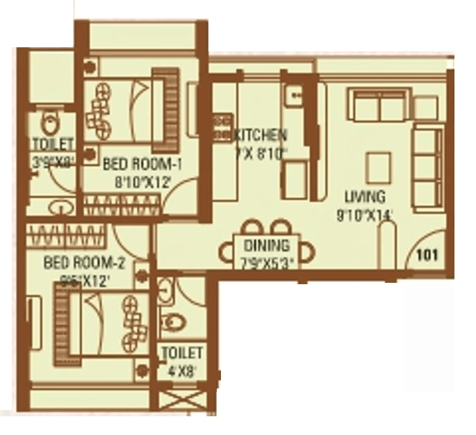 Unit plan - 707 sq.ft.