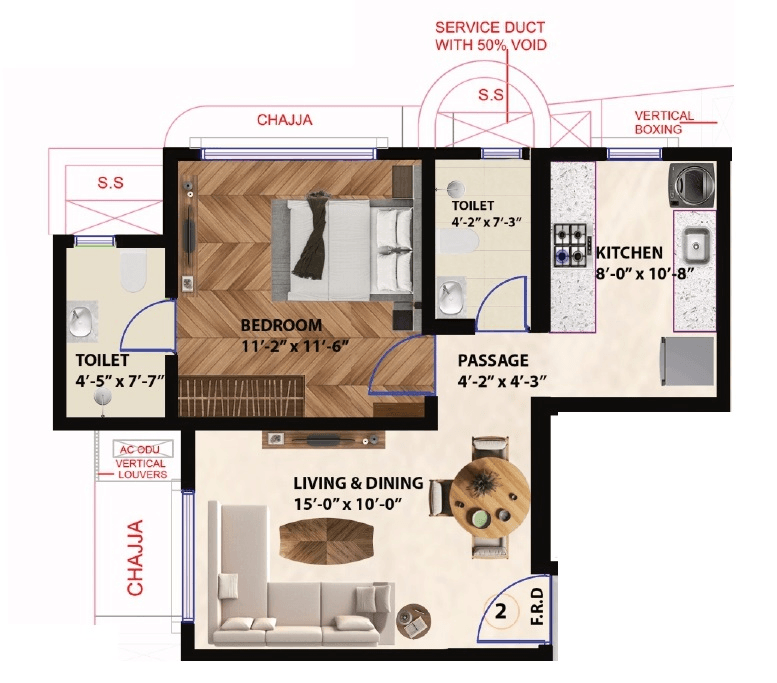Unit plan - 471 sq.ft.